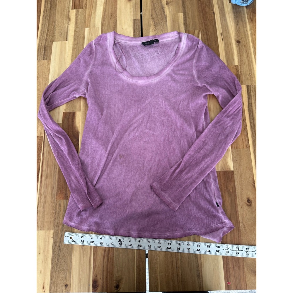 Rock & Republic Purple Acid Wash Rhinestone Wing Thermal Long Sleeve Top Large